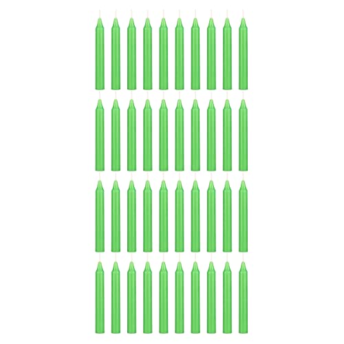 Mega Candles Unscented Mini Taper Chime Spell Candles 40 Count 4" x 1/2" - color: Light Green, size: 40 Pieces