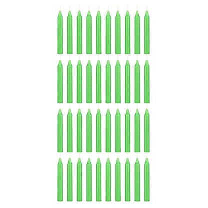 Mega Candles Unscented Mini Taper Chime Spell Candles 40 Count 4" x 1/2" - color: Light Green, size: 40 Pieces