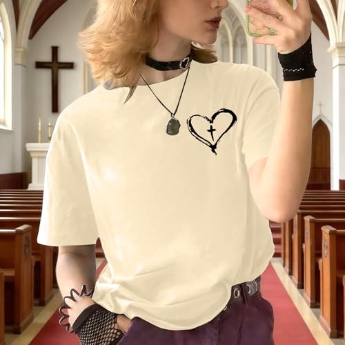 Christian Shirts for Women Oversized Faith Jesus Shirt Inspirational Tops - color: Apricot1, size: Large