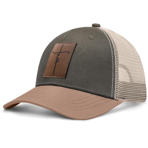 Christian Hats for Men & WomenJesus Cross HatChristianReligious GiftsforVarious Festivals&BirthdaysFaith Baseball/Trucker Cap - color: Light Green Faith
