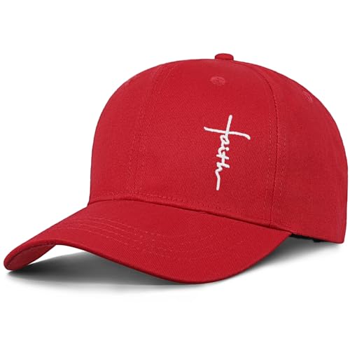 Christian Jesus Hats for Men & Women - Cross Logo Faith Baseball Caps - Ideal Religious Gifts for Thanksgiving and Christmas - color: Burgundy