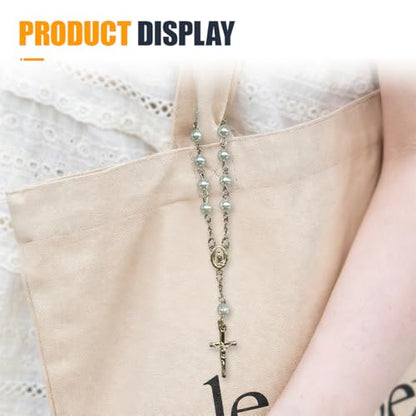 Cross Car Charm, Rosary Automotive Hanging Pendant, Blessing Vehicle Hanging Ornament, Personality Car Interior Decoration Accessories for Women, Men(Gold)