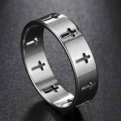 Jude Jewelers 6mm Stainless Steel Carved Christian Cross Religious Wedding Band Ring - color: Silver