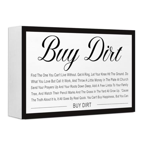 Buy Dirt Sign Wood Box,Funny Home Wood Block Sign for Home Bedroom Office Wall Shelf Tabletop Desk Decor - style: Buy Dirt