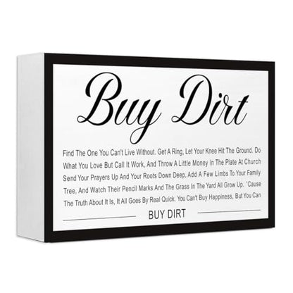 Buy Dirt Sign Wood Box,Funny Home Wood Block Sign for Home Bedroom Office Wall Shelf Tabletop Desk Decor - style: Buy Dirt