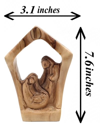 Zuluf 5.2" Olive Wood Holy Family Nativity Statue – Hand-Carved Figurine Made in The Holy Land – Religious for Catholic Home or Spiritual Display – HOF026 - color: 5.2" Stable Nativity