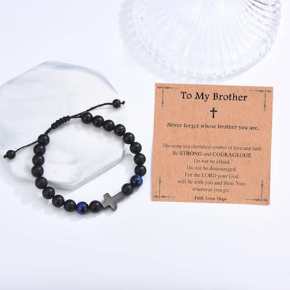 EFVISD Cross Bracelet for Boys Kids Mens Son Grandson Nephew Brother - color: Brother
