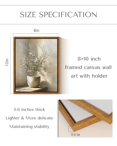 InSimSea Framed Canvas Wall Art, Mediterranean Olive Tree Art, 10x8 Inch - color: Olive in Vase