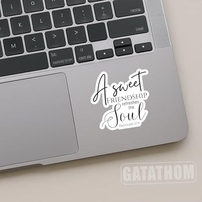 (3Pcs) A Sweet Friendship Refreshes The Soul Sticker – Proverbs 27:9 Christian Friendship Bible Verse Vinyl Decal, Inspirational Faith Sticker for Laptop Water Bottle Journal Scrapbook, 3" x 2.9" - color: A Sweet Friendship Refreshes the Soul Proverbs 27: