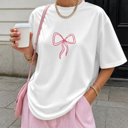 Christian Faith Bow Shirts for Women Cute Coquette Shirt Jesus Religious Tshirts Bible Verse Oversized Graphic Tee - color: White, size: X-Large