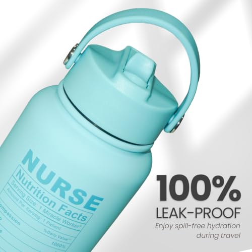 Nurse Gifts for Women - Nutrition Facts Water Bottle 32oz Stainless Steel Insulated with Lid, Nurse Appreciation Gifts for Female Nurses, Friends, Graduation Christmas Birthday Nurse Week - color: Nurse
