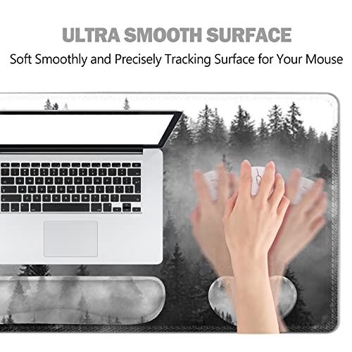 ToLuLu Extended Gaming Mouse Pad, Ergonomic Keyboard Mouse Wrist Rest Set - color: Tree Forests