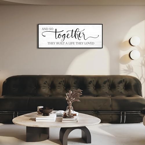 And So Together They Built A Life They Loved Wall Decor: 40''×15'' Bedroom Signs Canvas Wall Decor Above Bed,Modern Farmhouse Living Room Master Bedroom Decor Large Framed Hanging Wall Plaque - color: And So Together They Built a Life They Loved, size: 40