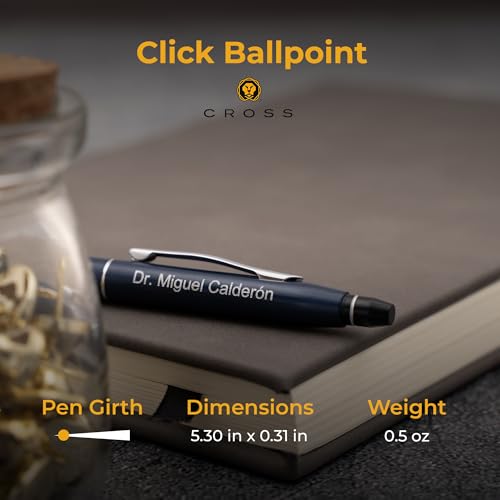 Cross Click Personalized Ballpoint Pen in Midnight Blue with Chrome Trim - color: Midnight Blue