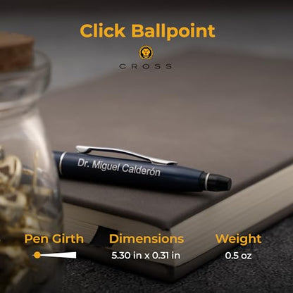 Cross Click Personalized Ballpoint Pen in Midnight Blue with Chrome Trim - color: Midnight Blue