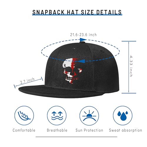 Skull Flat Bill Hats for Men Women Adjustable Dad Trucker Hat Skeleton Snap Backpack Hats for Hip-hop Running Cycling - color: Dead Head