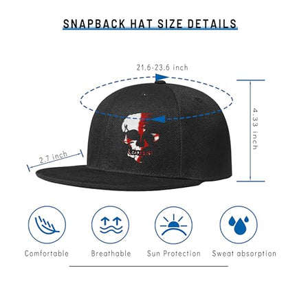Skull Flat Bill Hats for Men Women Adjustable Dad Trucker Hat Skeleton Snap Backpack Hats for Hip-hop Running Cycling - color: Dead Head