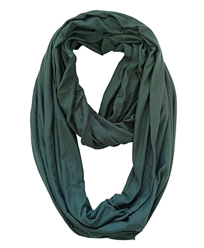 Lina & Lily Premium Modal Jersey Knit Women's Infinity Scarf Loop Lightweight - color: Dark Green