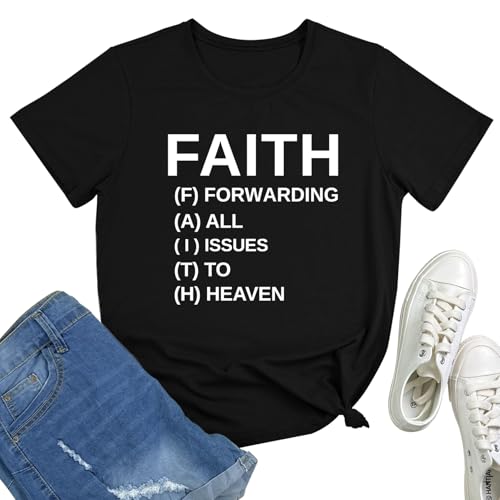 BLACKMYTH Graphic T-Shirts for Women Faith Shirts for Women - color: Black 01, size: Medium