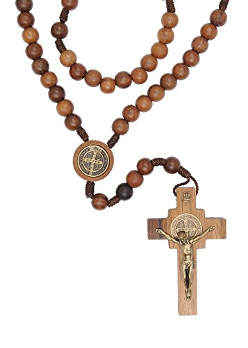 Intercession Mens St Bennedict Large Rosary - style: Walnut