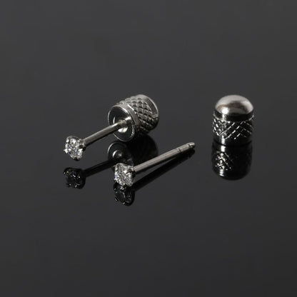 Titanium Earrings Push-in Threadless Flat Back Stud Earrings for Women Men, Cartilage Earring Hypoallergenic Cubic Zirconia Earrings Studs for Helix Tragus Piercing Jewelry - color: Silver-2mm