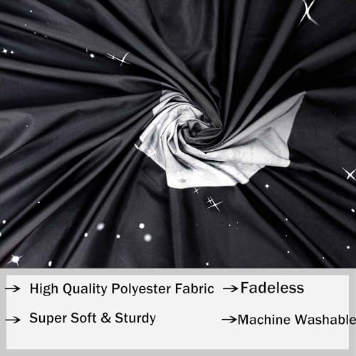 TUGCAY Moon Tapestry Black Tapestry Starry Night Sky Stars Tapestries Wall Hanging for Bedroom College Dorm Living Room Aesthetic Decoration(80x60 Inch) - size: 80"L x 60"W