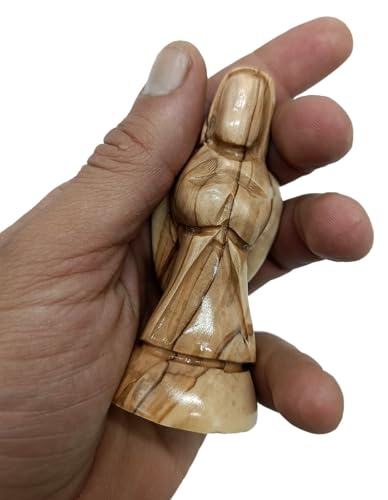 Zuluf Olive Wood Mini Praying Angel Statue (3.1") – Hand Carved Guardian Angel from Bethlehem – Christian Sympathy & Memorial Gift – Small Comfort Figurine for Prayer, Grief & Remembrance - color: 3.1" Mini Angel