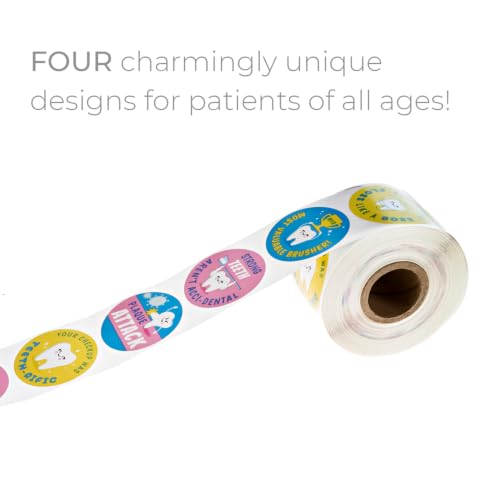 Dental 500 Reward Stickers / 1.5" Orthodontist 8 Tooth Designs Label Roll - color: Dental