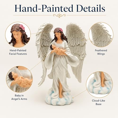 12.6 Inch Guardian Angel Figurine Holding Baby Figurine - size: 12.6 inch