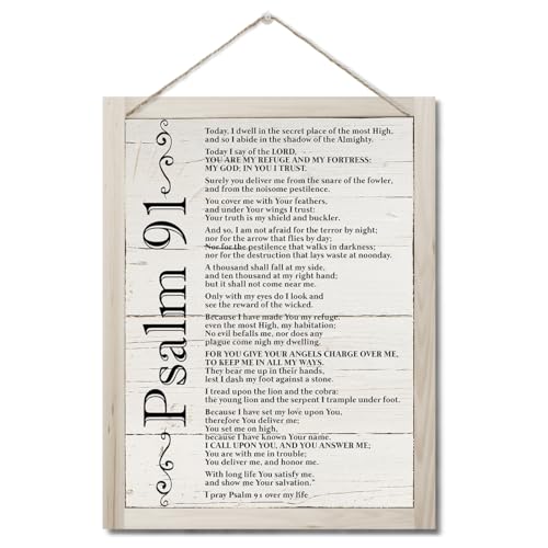 Inspirational Wood Art Signs, Psalms 91 Wall Sign, Hanging Printed Wall Plaque Wood Signs, Bible Verse Print, Christian Scripture for The Home or Office Decor, Christian Wall Decor 10 X 7.8 inch H - color: Color 09