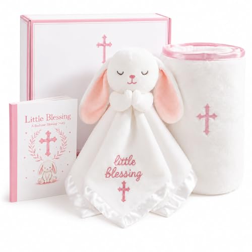 Baptism Gifts for Girls, Christening & Dedication Catholic Keepsake Set - color: BABY PINK BUNNY