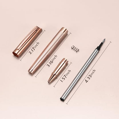 Rollerball Liquid Ink Signature Pens for Women Luxury Box Gel Black Ink Fancy Pen Refillable for Executive Office,Professional,Birthday Nice Gift Penset Rosegold - color: Rose Gold