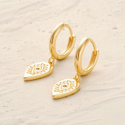 MYEARS Women Earrings Gold Huggie Hoop Dangle Drop 14K Gold Plated Small Simple Hypoallergenic Everyday Jewelry - style: Inverted Waterdrop