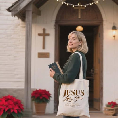 Christian Canvas Tote Bag,Christian Bags For Women. - color: White Christian Totebag-4
