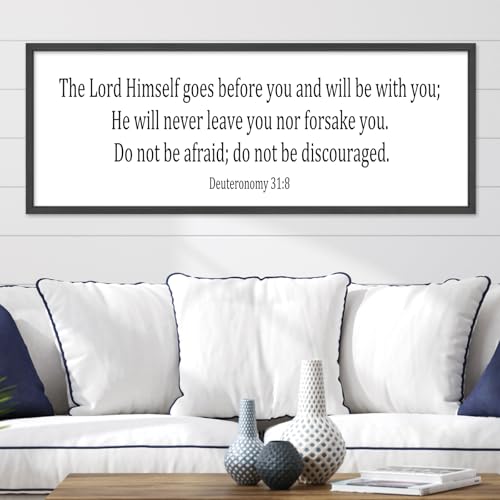 YWMZYKJGS The Lord Himself Will Go Before You Wall Decor, Black, 32"×12" - color: He Will Be With You (Black), size: 32"L x 12"W