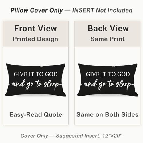 Black and White Christian Throw Pillow Covers 12x20 Inch Set of 2 - color: Black