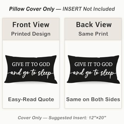 Black and White Christian Throw Pillow Covers 12x20 Inch Set of 2 - color: Black