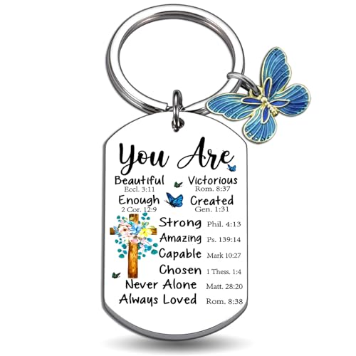 Christian Keychain for Women Bible Verse Gift Inspirational Butterfly Charm - color: You Are