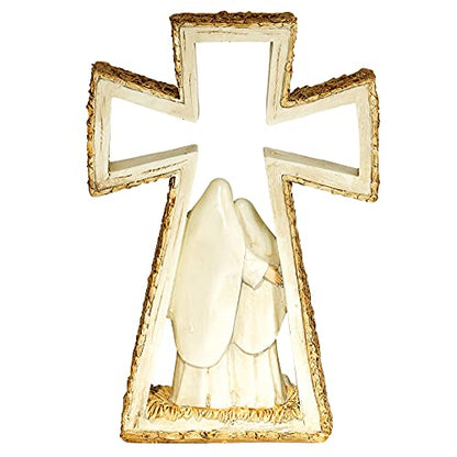 Dicksons Golden Brown Holy Family in Cross 8.5 x 5.5 Resin Decorative Tabletop Figurine