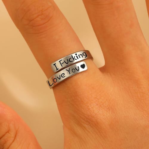 Faith Over Fear Cross Inspirational Rings for Women Daughter, Christian Blessed Hope Love Encouragement Rings Adjustable Open Tiny Purity Wrap Thumb Cross Ring Jewelry Graduation Cocktail Party - color: Heart Fcking Love You