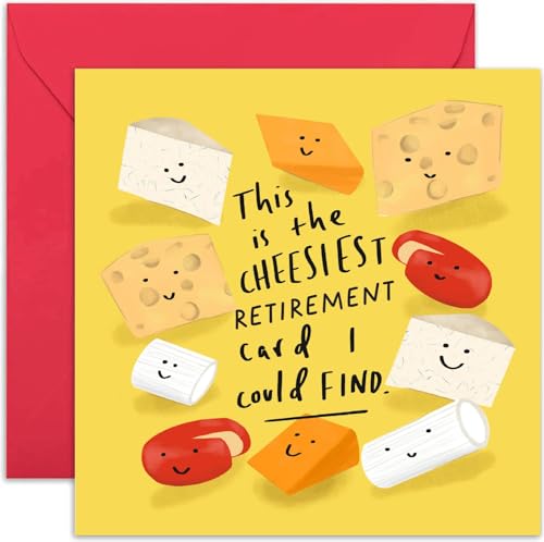 Old English Co. Funny Retirement Card for Men Women - 'Cheesiest' Leaving Farewell Card for Him or Her - Humorous Cheese Pun Greeting Card for Him or Her | Blank Inside with Envelope - style: Retirement