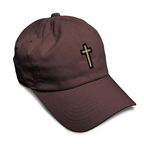 Soft Baseball Hat Embroidered Dad Hat Chaplain Cross Jesus God Christian Faith Men & Ladies Baseball Cap - color: Brown Design Only