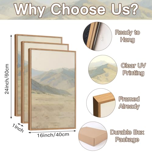 CHDITB 3 Pcs Jesus with Lamb Landscape Framed Canvas Wall Art 16x24 Inch - color: Jesus Leaves The 99 Parable of The Lost Sheep, size: 16"L x 24"W