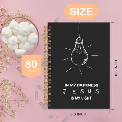 Bible Notebook for Women,Spiral Bible Jesus Notebook,Christian Gifts,Church Notes Journal,Scripture Notebook for Church Notes,Christian Gifts for Women Friend Teens,A5 Spiral Hardcover 5.5x8.3 - color: Black Bible