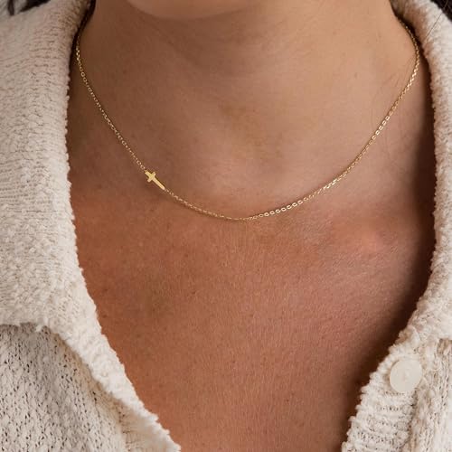 Cross Necklace for Women, Dainty Gold Necklace Tiny Cross Charm Necklace - color: Gold-Cross 8
