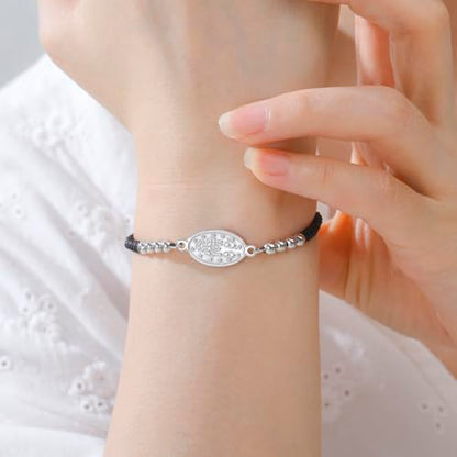 VASSAGO Virgin Mary Bracelet for Women Men Double-Sided Virgen de Guadalupe Rosary Bracelet Medal Handmade Braided Rope Catholic Christian Religious Jewelry Gift - color: silver-black string