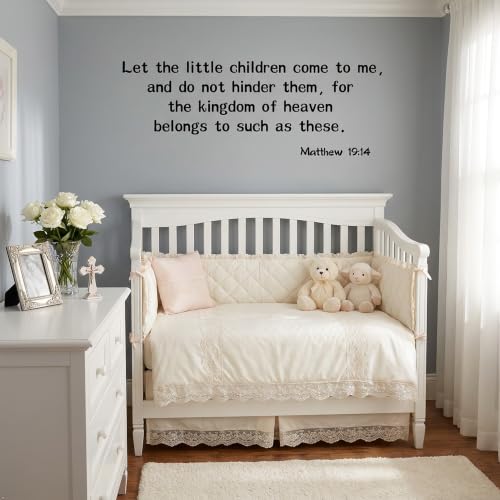 Blinggo Matte Black Matthew 19 14 Bible Vinyl Wall Decal Christian Faith (Black, 40'' Width) - size: 40'' Width