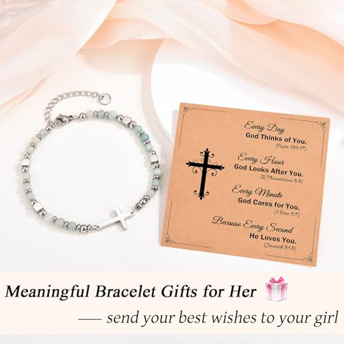 Religious Cross Bracelet for Women Girls, Christian Gifts - color: Every day God thinks of you