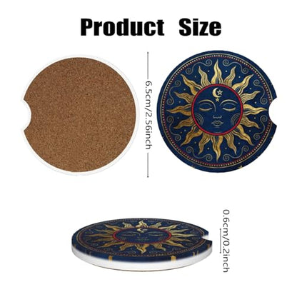 Ceramic Car Cup Coasters 2PCS - Art Sun - color: Art Sun