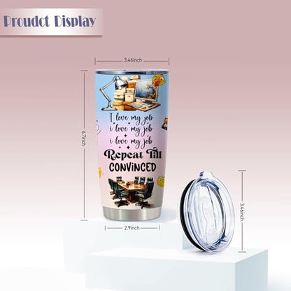 20oz I Love My Job Funny Office Humor Stainless Steel Tumbler with Lid - color: I Love My Job